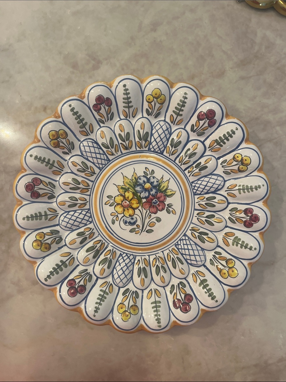 Handpainted Floral Ceramic Decorative Plate - Multicolor